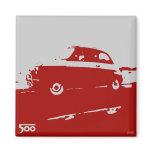 Fiat 500 classic magnet - Red on light