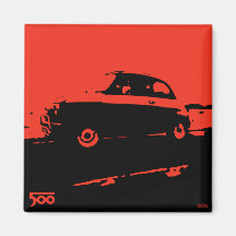 Fiat 500 magnet - Red on black