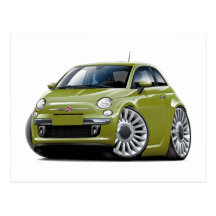 Fiat 500 Olive Car Postcards