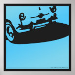 Fiat 600 Detail - Light blue on black Print