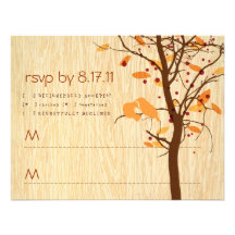 Fibre de bois avec les inséparables RSVP d'automne Invitations Personnalisées