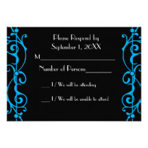 Fibril Ebony (Cyan) RSVP Card Personalized Invitation
