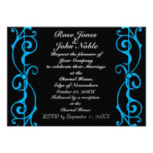 Fibril Ebony (Cyan) Wedding Invitation