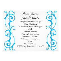 Fibril Ivory (Cyan) Wedding Invitation