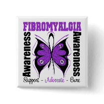Fibromyalgia Awareness Butterfly Pinback Buttons