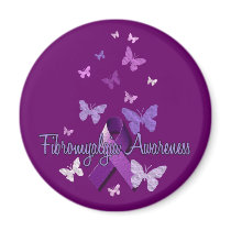 Fibromyalgia Awareness (ribbon & butterflies) Refrigerator Magnets