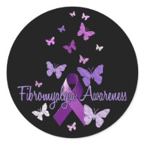 Fibromyalgia Awareness (ribbon & butterflies) Sticker