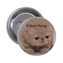 Fibromyalgia Awareness Sad Kitten Button