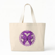 Fibromyalgia Butterfly Circle of Ribbons Canvas Bag