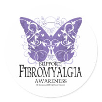 Fibromyalgia Butterfly Round Sticker