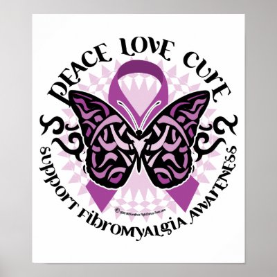 Fibromyalgia Butterfly Tribal Poster by fightcancertees