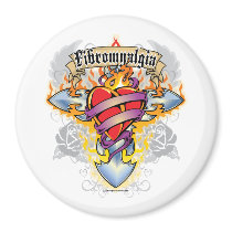 Fibromyalgia Cross & Heart Refrigerator Magnet