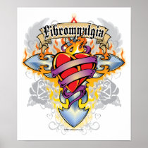 Fibromyalgia Cross & Heart Print