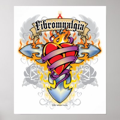 Fibromyalgia Cross & Heart Print by fightcancertees