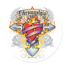 Fibromyalgia Cross & Heart stickers