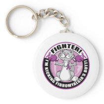 Fibromyalgia Fighter Cat Keychain
