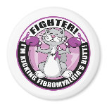 Fibromyalgia Fighter Cat Fridge Magnets