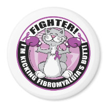 Fibromyalgia Fighter Cat Fridge Magnets