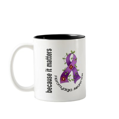 Fibromyalgia Flower Ribbon 3 Mugs by awarenessgifts