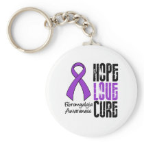 Fibromyalgia Hope Love Cure Ribbon Keychain