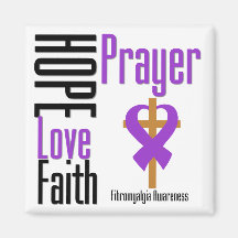 Fibromyalgia Hope Love Faith Prayer Cross Magnets