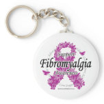 Fibromyalgia Ribbon of Butterflies 2 Keychain