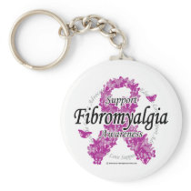 Fibromyalgia Ribbon of Butterflies 2 Keychain