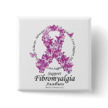 Fibromyalgia Ribbon of Butterflies Buttons