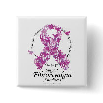 Fibromyalgia Ribbon of Butterflies Buttons