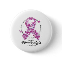 Fibromyalgia Ribbon of Butterflies Pinback Button