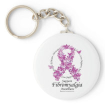 Fibromyalgia Ribbon of Butterflies Key Chain