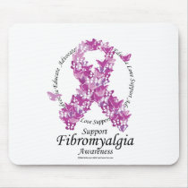 Fibromyalgia Ribbon of Butterflies Mouse Mats