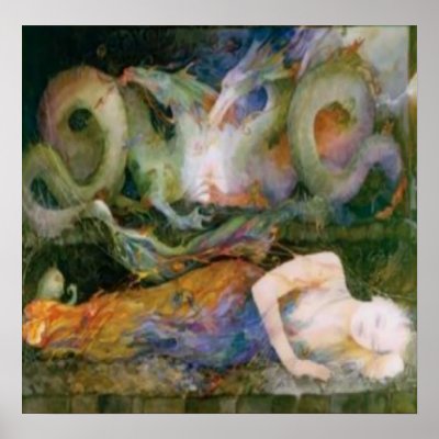 Fibromyalgia, The Dragon Within Print by kokobaby