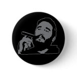 Fidel Castro with Cigar Portrait Button