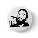 Fidel Castro with Cigar Portrait Button
