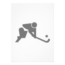 Field Hockey grey silhouette Personalized Invitations