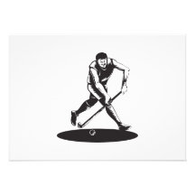 Field Hockey Player Running With Stick Retro Invite