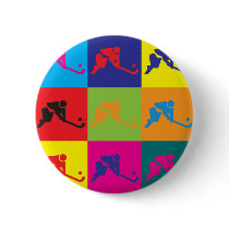 Field Hockey Pop Art Pin