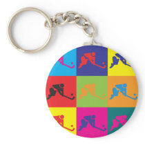 Field Hockey Pop Art Key Chains