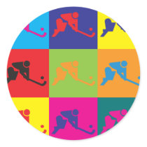 Field Hockey Pop Art Round Stickers