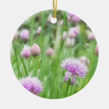 Field Of Chives In Flower Christmas Ornaments