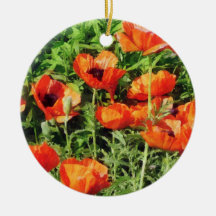 Field of Red Poppies Christmas Ornament