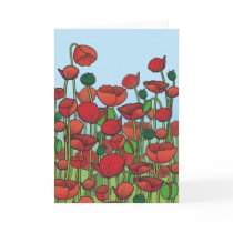 Field of red Poppy flowers Greeting Cards