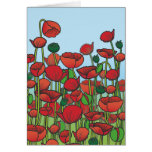 Field of red Poppy flowers Greeting Cards