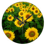 Field of Yellow Flowers Sunflowers Wall Clocks