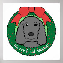 Field Spaniel Christmas Poster