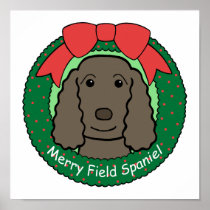 Field Spaniel Christmas Print