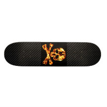 Fiery Flaming Skull and Crossbones Skate Board Decks