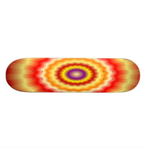 Fiery muticolored "bulls-eye" skateboard
