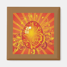 Fiery Red & Gold Easter Egg Magnet